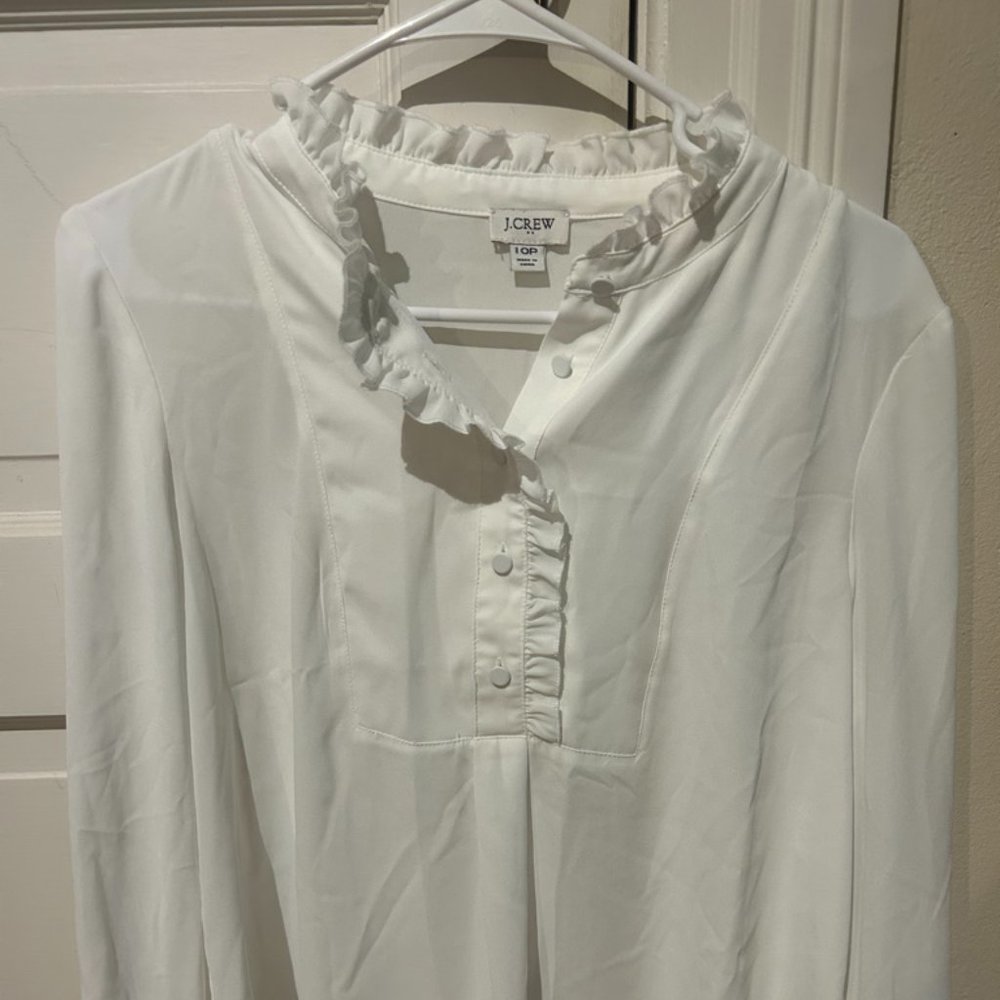 J.Crew button-down long-sleeve white dress shirt